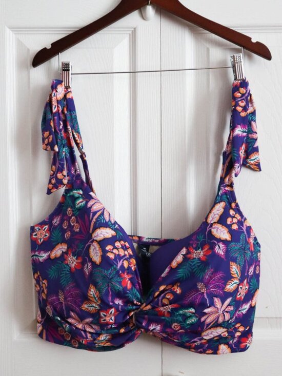Swimsuits For All Other - Swimsuits For All Bikini Top Sz 42G 3X Built in Underwire Bra Tie Straps Floral